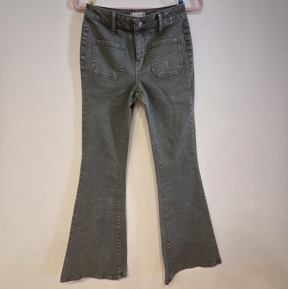 Altar'd State Olive Wide-Leg Patch-Pocket Pants